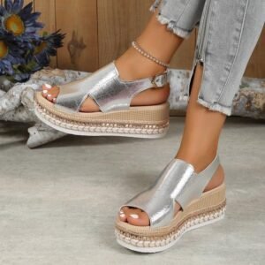 Sandalias de Cuero Plata