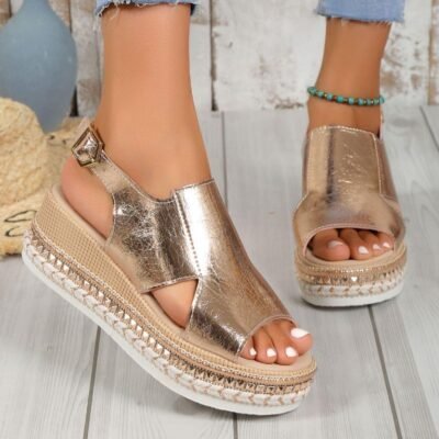 Sandalias de Cuero Plata